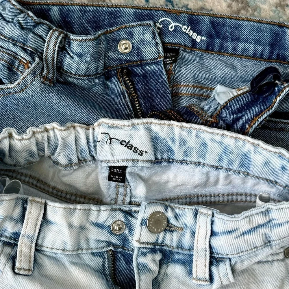 Art Class Bundle of 3 pairs of Denim Blue Jean Shorts Cutoff Adjustable Sz 6
